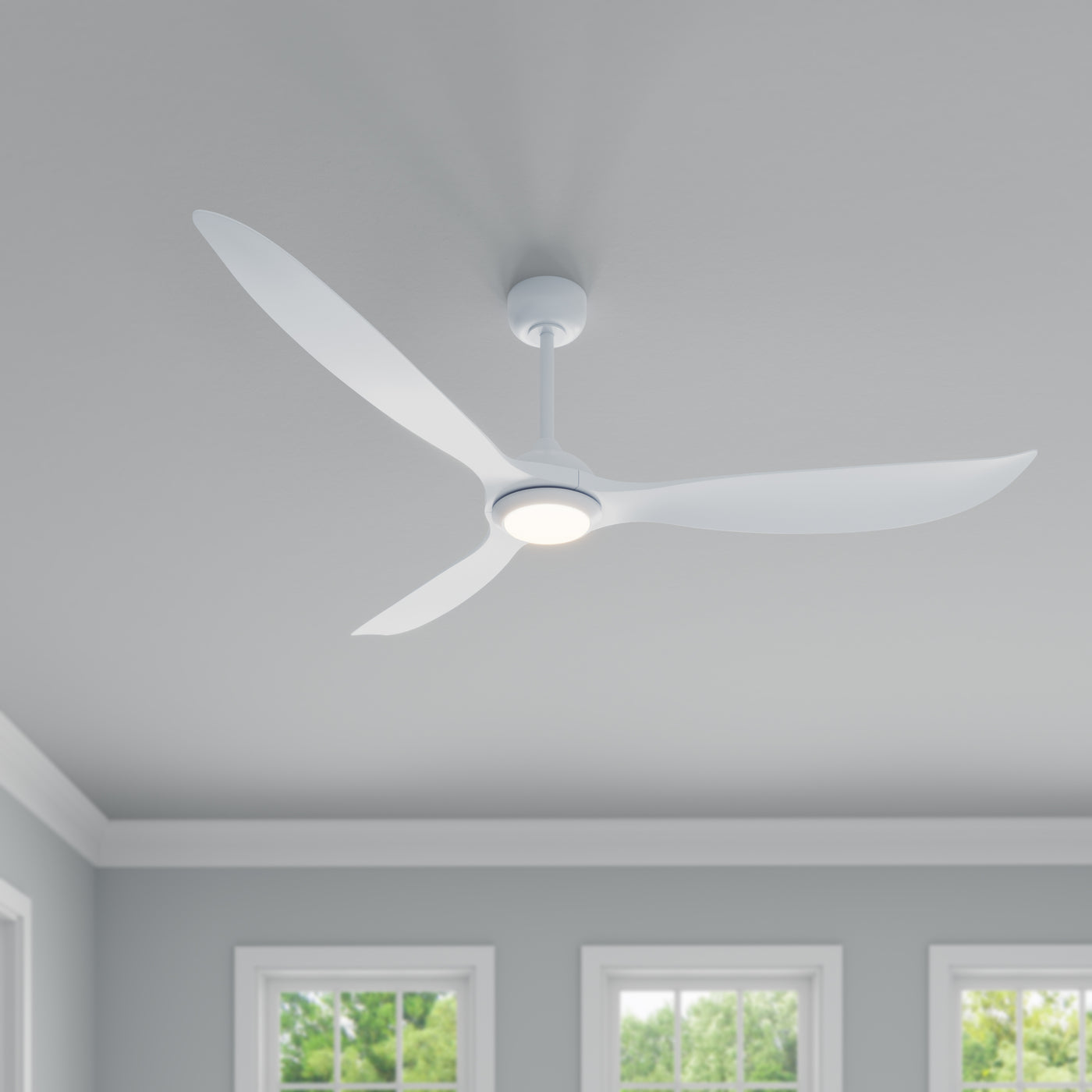 Wynleaf 72'' 3 Blades Matte White Led indoor & Outdoor DC Ceiling Fan With Wall Control