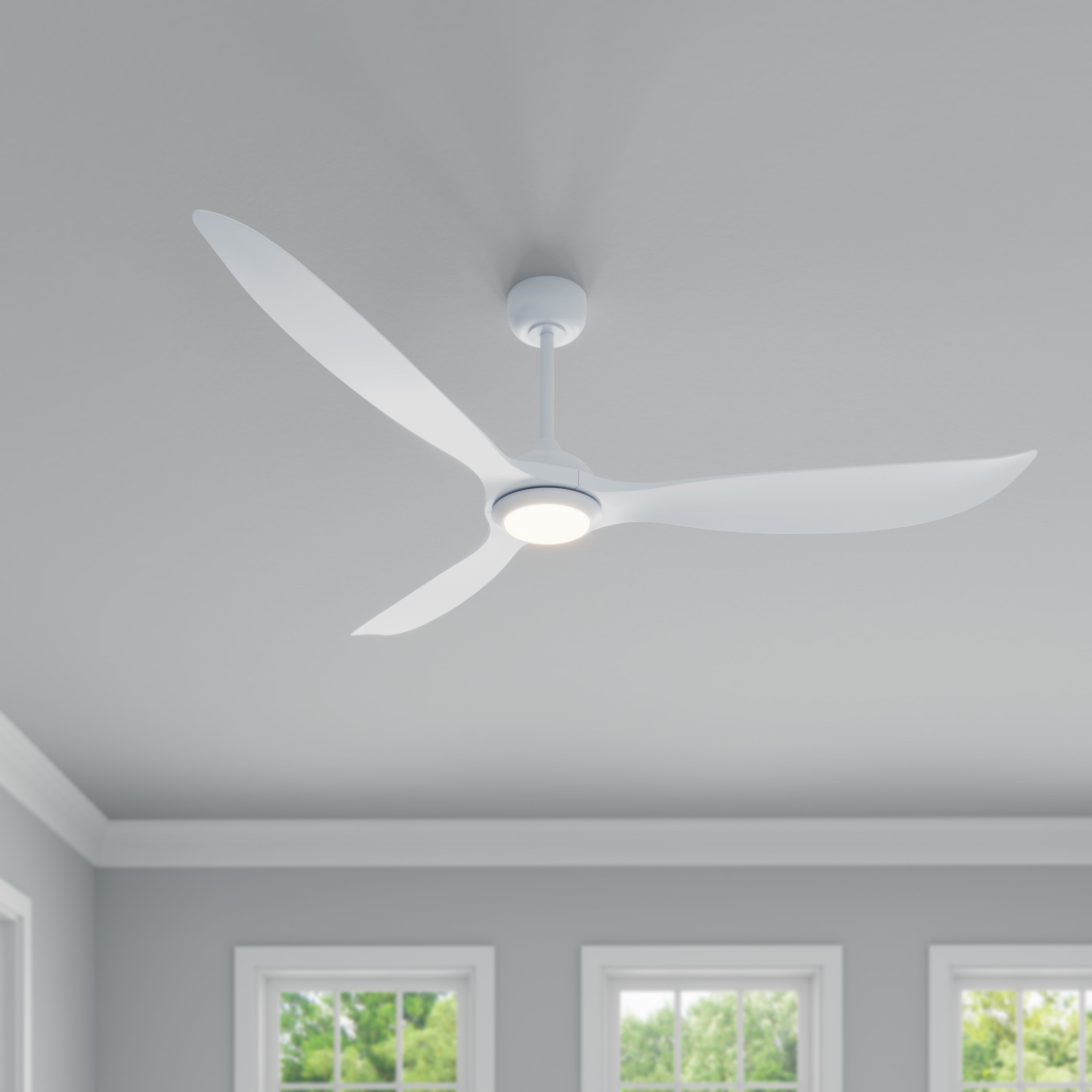 Wynleaf 72'' 3 Blades Matte White Led indoor & Outdoor DC Ceiling Fan With Wall Control
