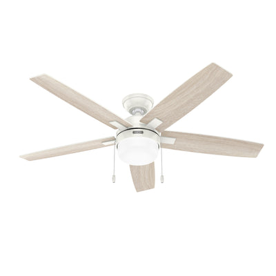 52 inch Anisten Fresh White Ceiling Fan with LED Light Kit and Pull Chain