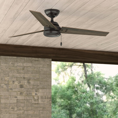 52 inch Cassius Noble Bronze Damp Rated Ceiling Fan and Pull Chain