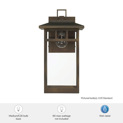 Yancy House 17-inch 1-light Matte Bronze Outdoor Wall Light with Clear Glass