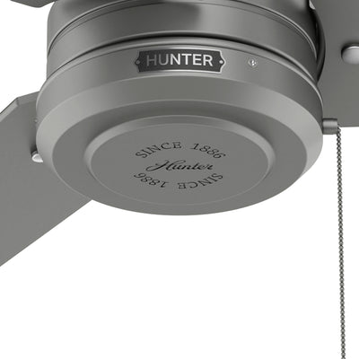 44 inch Cassius Matte Silver Damp Rated Ceiling Fan and Pull Chain