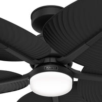 52 inch Tropic View Matte Black Damp Rated Ceiling Fan with LED Light Kit and Wall Control