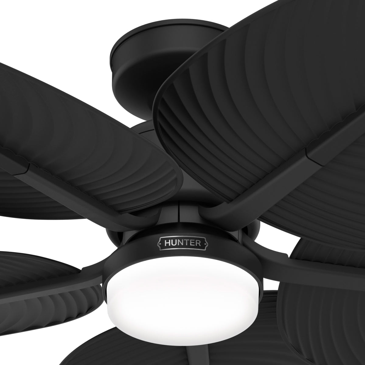 52 inch Tropic View Matte Black Damp Rated Ceiling Fan with LED Light Kit and Wall Control