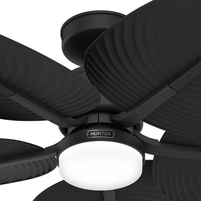 52 inch Tropic View Matte Black Damp Rated Ceiling Fan with LED Light Kit and Wall Control
