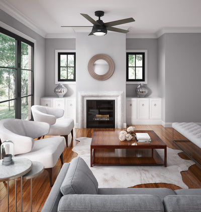 52 inch Burroughs Matte Black Ceiling Fan with LED Light Kit and Handheld Remote