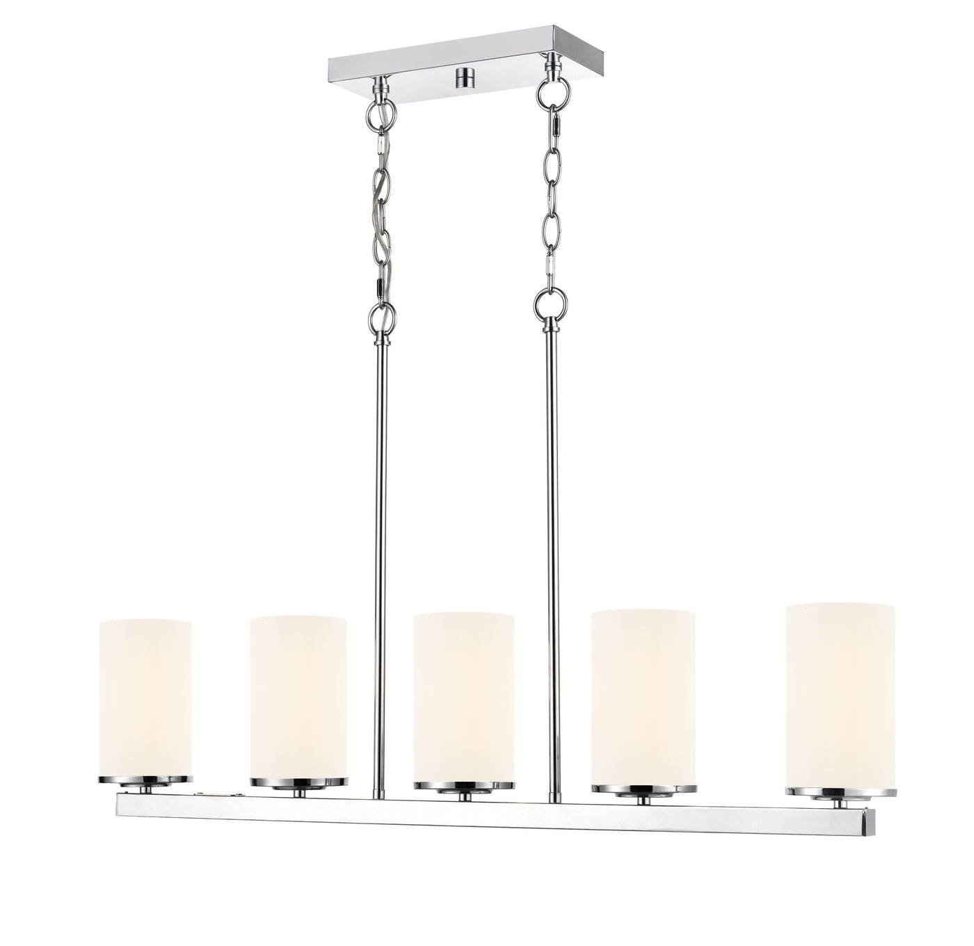 40-inch Verlana Chrome 5-Light Etched White Glass Linear Chandelier