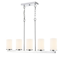 40-inch Verlana Chrome 5-Light Etched White Glass Linear Chandelier