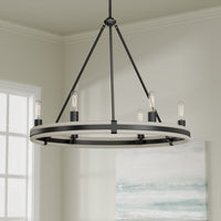 25.5'' Rovessa Matte Black 6 Light Chandelier