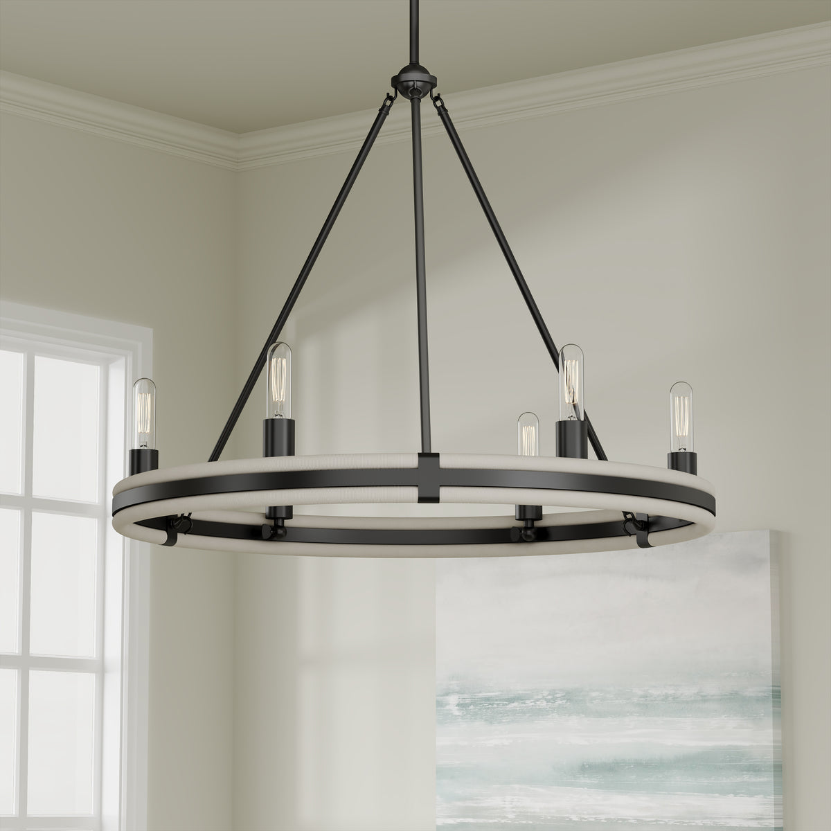 25.5'' Rovessa Matte Black 6 Light Chandelier