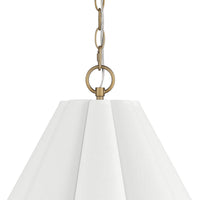 Isabella Scalloped 14-inch 1-light Luxe Gold and Off White Linen Pendant with White Linen Fabric Shade