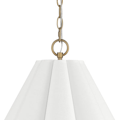 Isabella Scalloped 14-inch 1-light Luxe Gold and Off White Linen Pendant with White Linen Fabric Shade