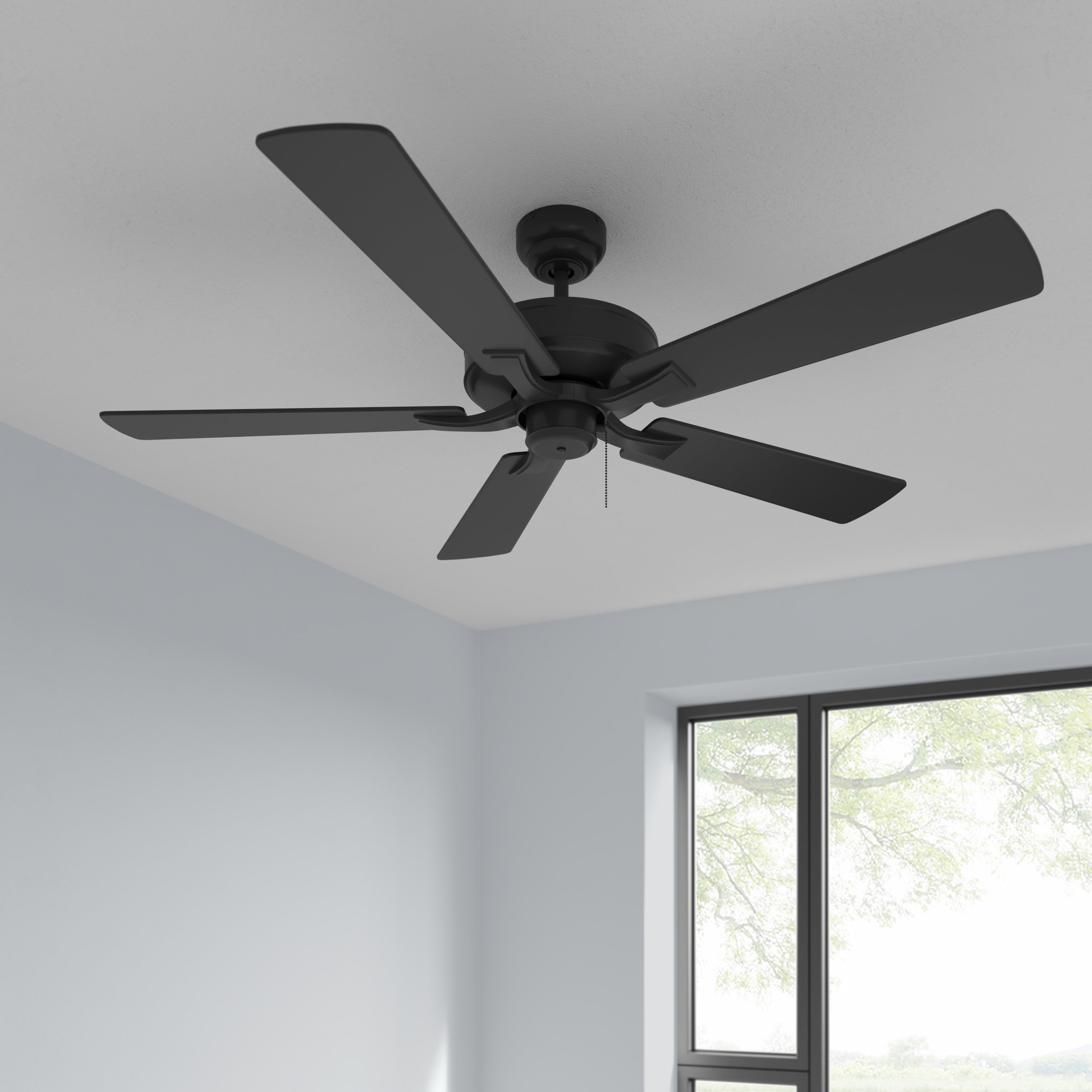 52 Inch Brisden AC Matte Black Indoor Ceiling Fan 5-Blade Reversible