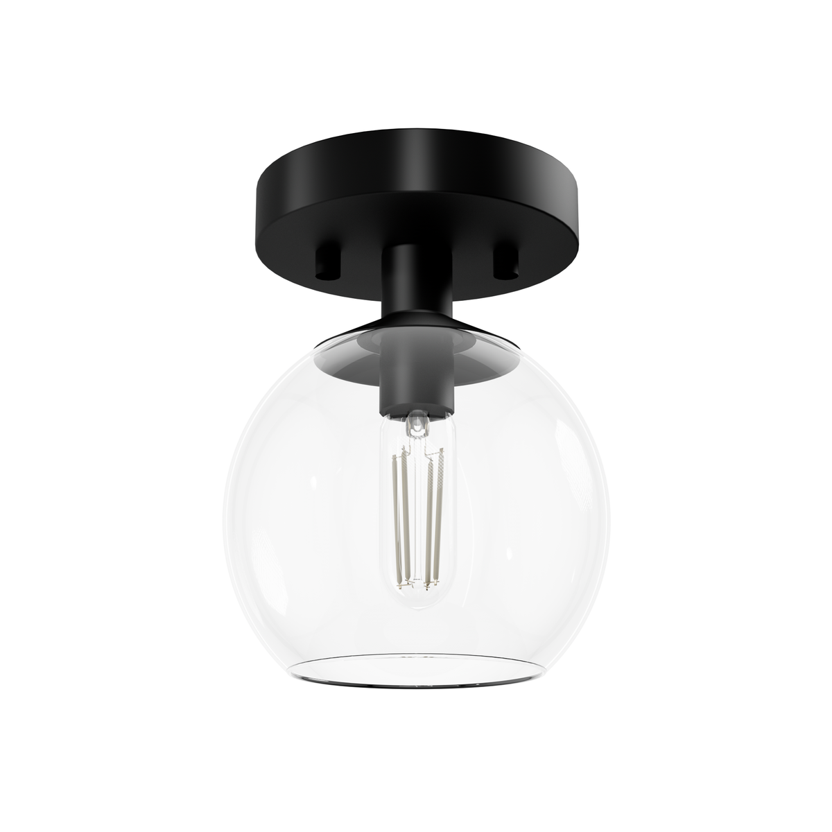 Xidane 6-inch 1-light Matte Black Globe Pendant with Clear Glass