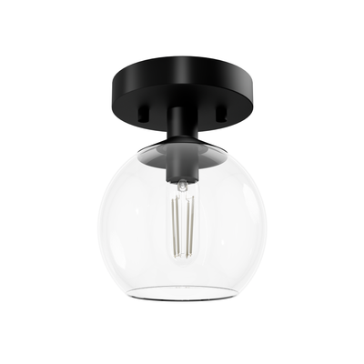 Xidane 6-inch 1-light Matte Black Globe Pendant with Clear Glass