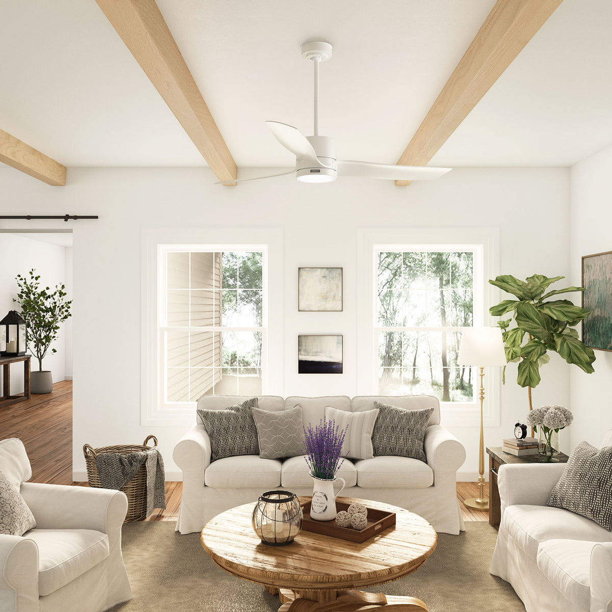 60 inch Bolsa Fresh White Ceiling Fan with LED Light Kit and Handheld Remote