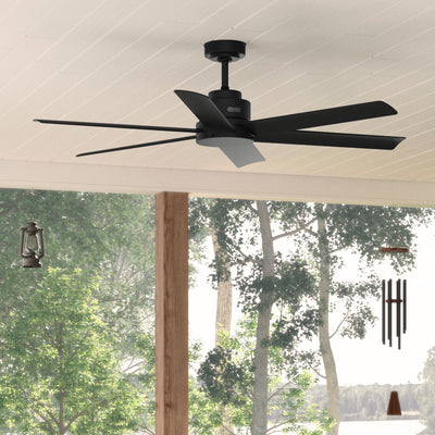 60 inch Kennicott ENERGY STAR® Matte Black Damp Rated Ceiling Fan and Handheld Remote