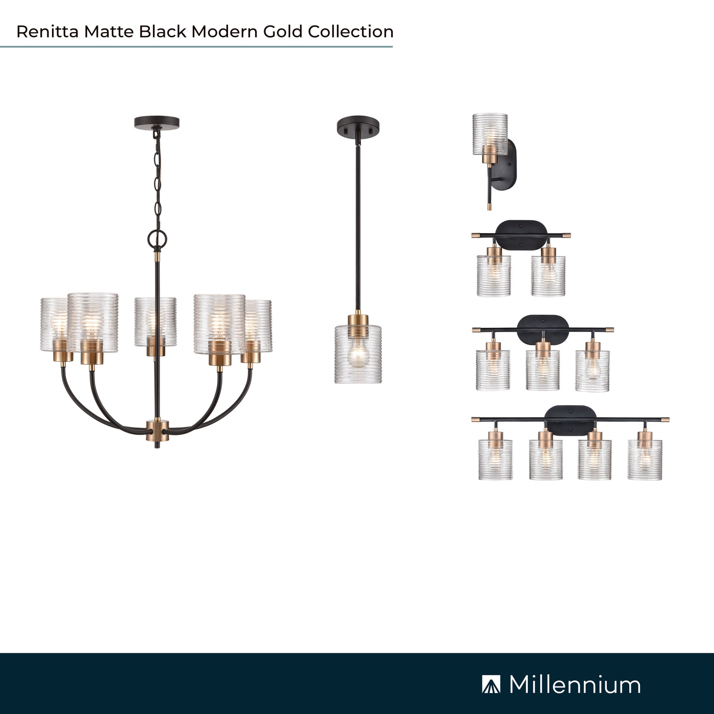 5'' Renitta Matte Black/Modern Gold 1 Light Wall Sconce