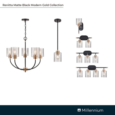 7.25'' Renitta Matte Black/Modern Gold 1 Light Mini Pendant