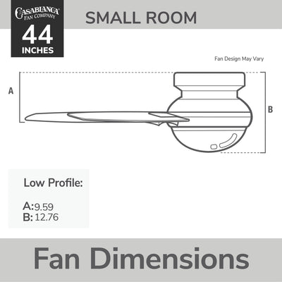 Casablanca 44 inch Isotope Fresh White Low Profile Ceiling Fan with LED Light Kit and Wall Control
