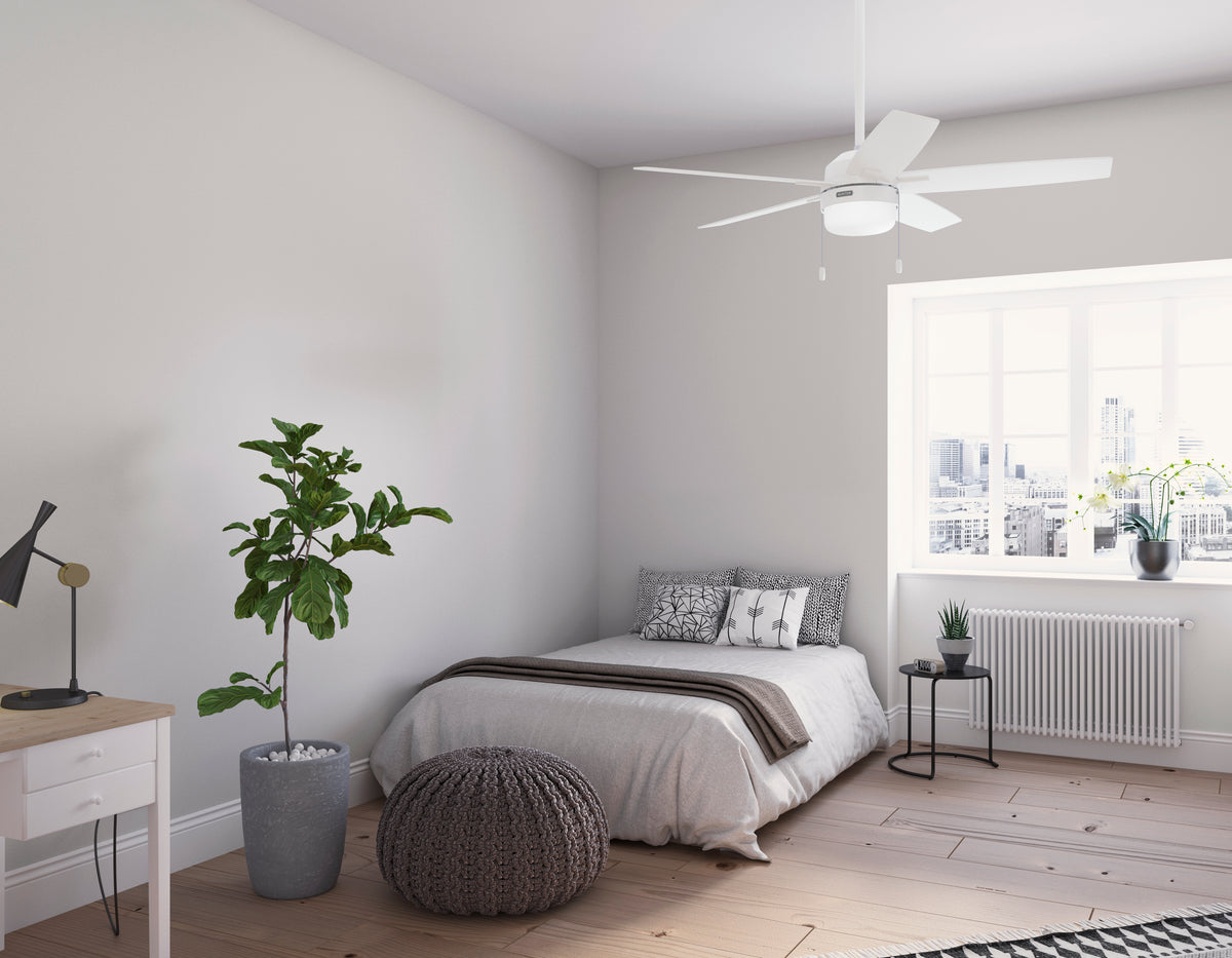 52 inch Anisten Fresh White Ceiling Fan with LED Light Kit and Pull Chain