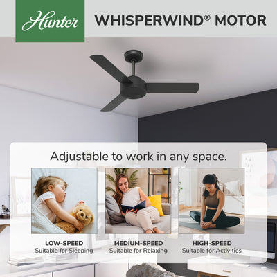 44 inch Presto Matte Black Ceiling Fan and Wall Control