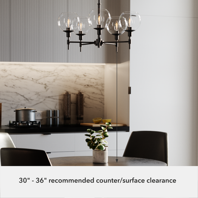 Xidane 24-inch 5-light Matte Black Chandelier with Clear Glass
