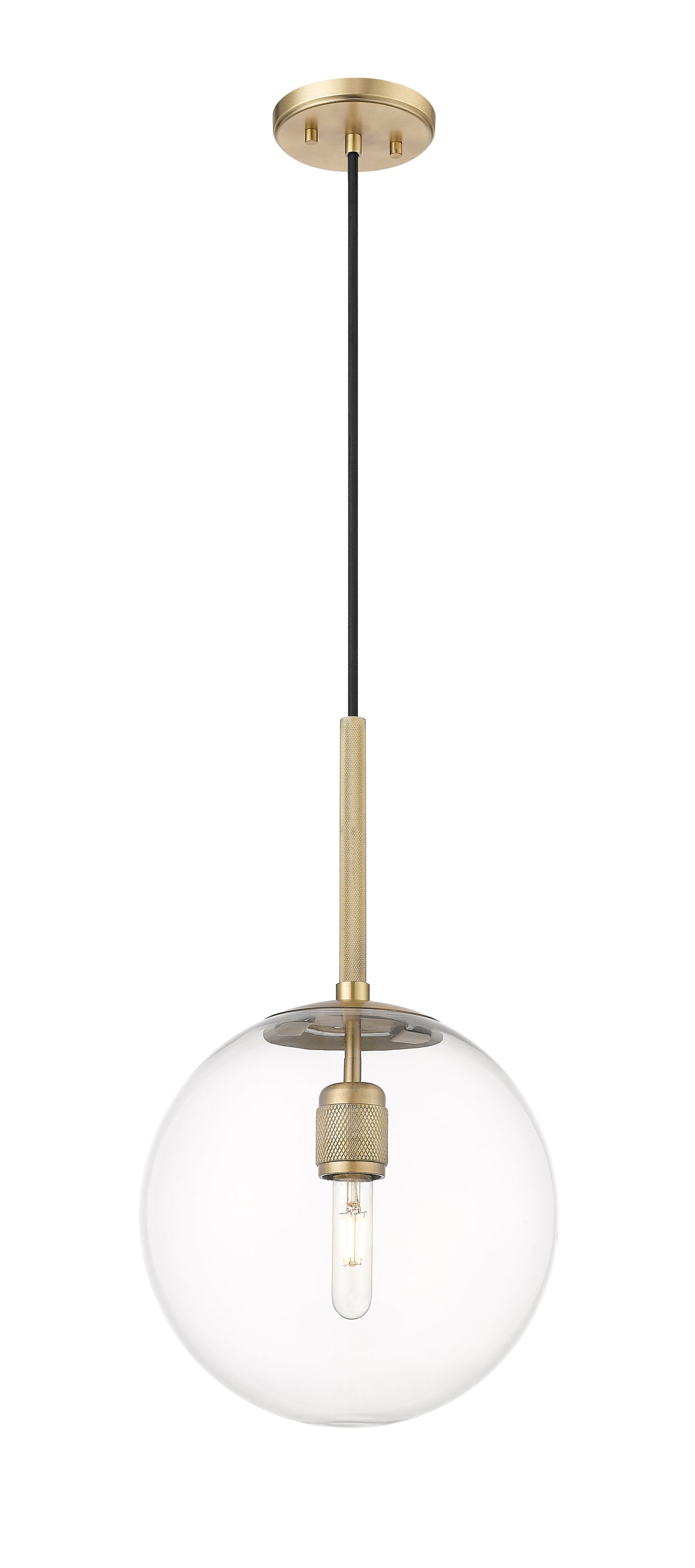 12-inch Kairo Vintage Brass 1-Light Clear Glass Pendant Light