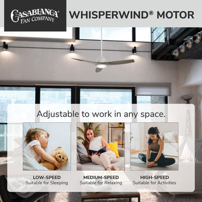 Casablanca 52 inch Wisp Fresh White LED Ceiling Fan with Handheld Remote