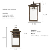 Yancy House 17-inch 1-light Matte Bronze Outdoor Wall Light with Clear Glass