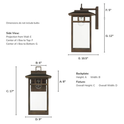 Yancy House 17-inch 1-light Matte Bronze Outdoor Wall Light with Clear Glass