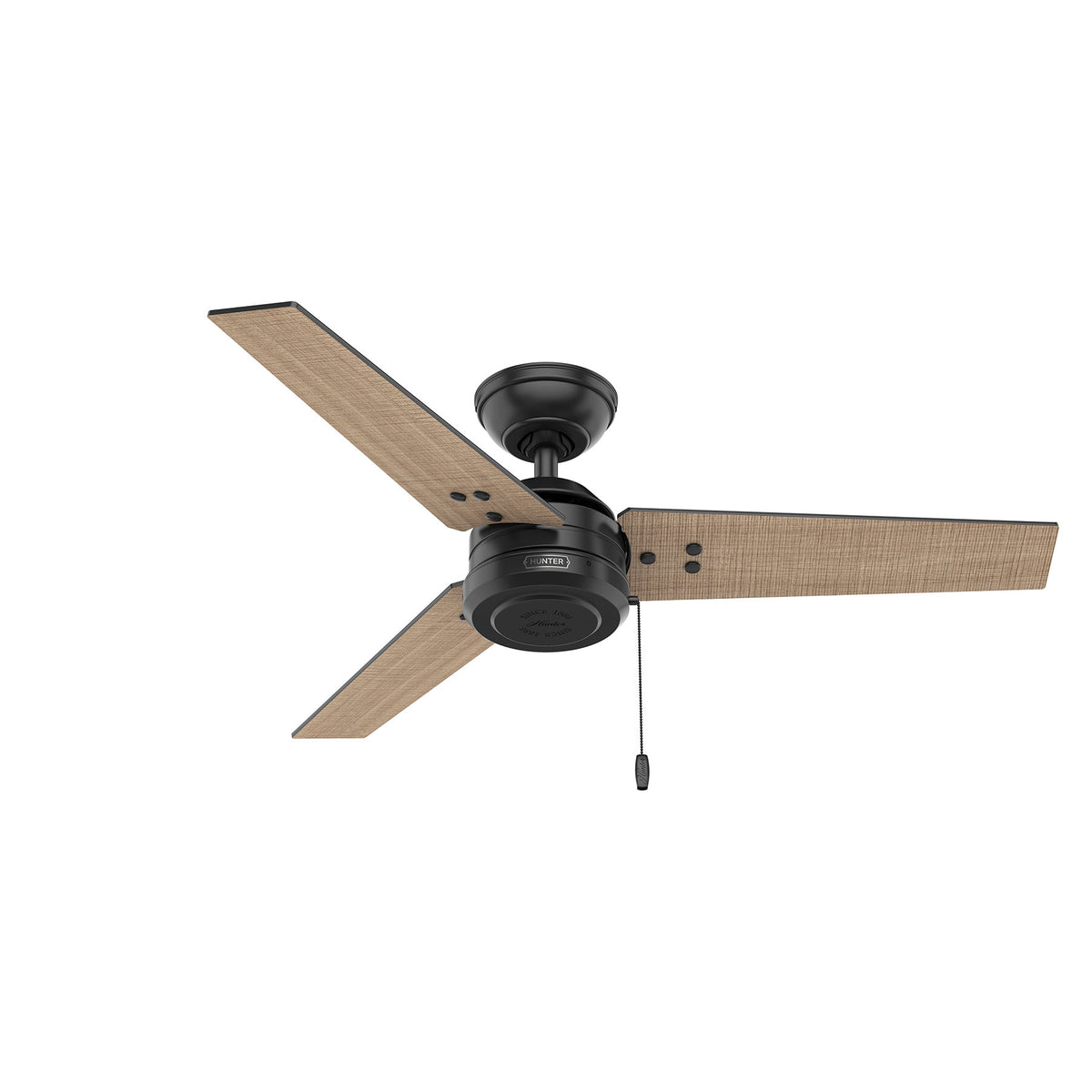 44 inch Cassius Matte Black Damp Rated Ceiling Fan and Pull Chain