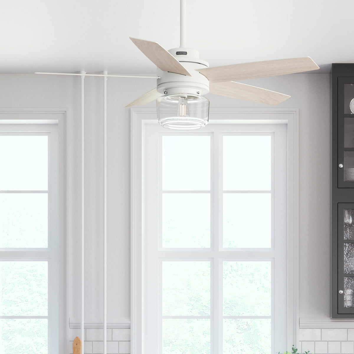 52 inch Margo Textured White Ceiling Fan with LED Light Kit and Handheld Remote