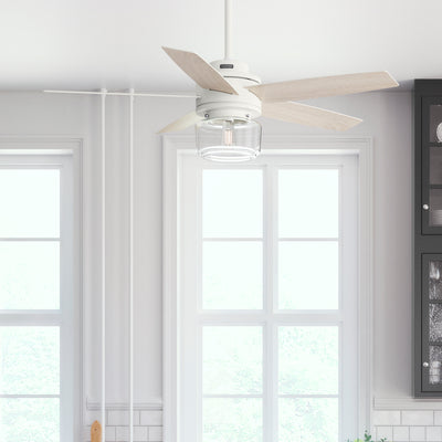 52 inch Margo Textured White Ceiling Fan with LED Light Kit and Handheld Remote