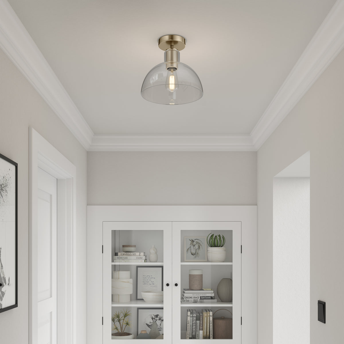 9'' Knightsdale Modern GoldClear 1 Light Semi-Flush Mount
