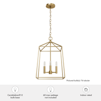 Fair Oaks 13-inch 4-light Luxe Gold Lantern Pendant