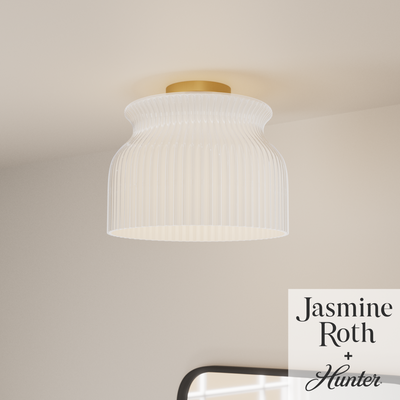 Harlowe 14-inch 1-light Luxe Gold Flush Mount Ceiling Light with Cased White Glass