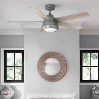 52 inch Burroughs Matte Silver Ceiling Fan with LED Light Kit and Handheld Remote