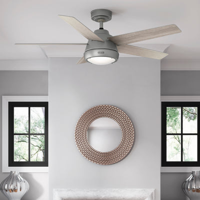 52 inch Burroughs Matte Silver Ceiling Fan with LED Light Kit and Handheld Remote