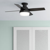 44 inch Dempsey Matte Black Low Profile Ceiling Fan with LED Light Kit and Handheld Remote