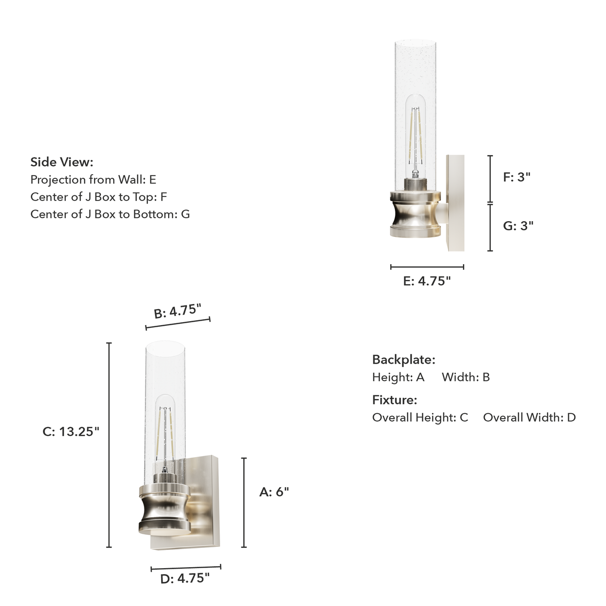 Lenlock 13-inch 1-light Brushed Nickel Wall Sconce with Seeded Glass