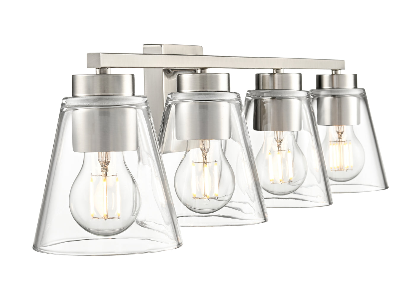 31-inch Strayhan Brushed Nickel 4-Light Clear Glass Bathroom Vanity Light