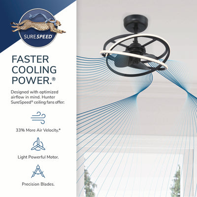 20 inch Cirro Fandelier Matte Black Ceiling Fan with LED Light Kit and Handheld Remote