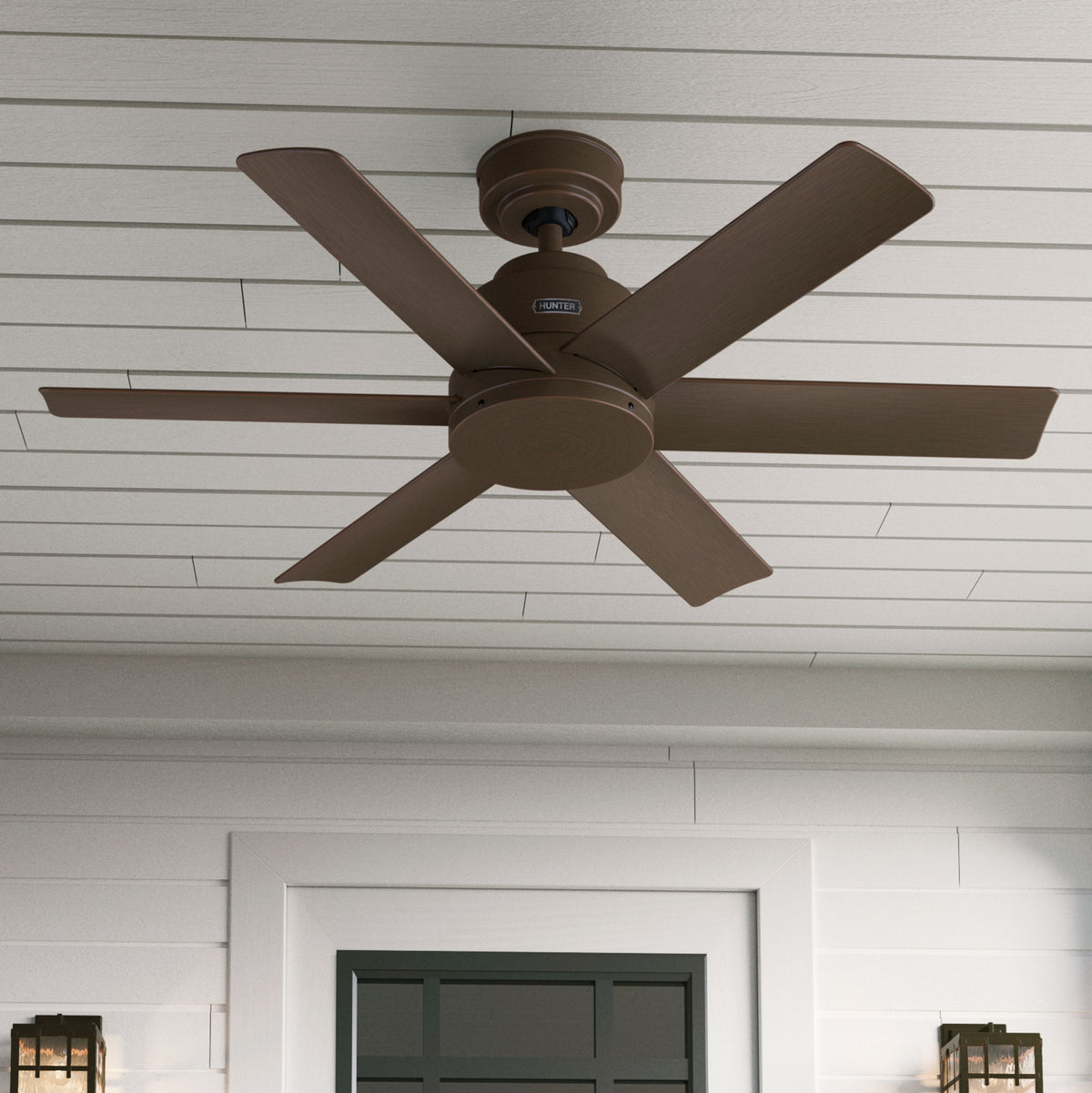 44 inch Kennicott Matte Bronze Damp Rated Ceiling Fan and Wall Control