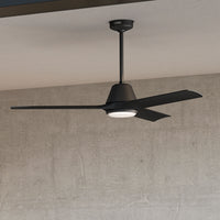 60 inch Aeronaut Wi-Fi ENERGY STAR® Matte Black Damp Rated Ceiling Fan with LED Light Kit and Handheld Remote