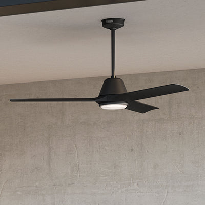 60 inch Aeronaut Wi-Fi ENERGY STAR® Matte Black Damp Rated Ceiling Fan with LED Light Kit and Handheld Remote