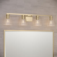 31-inch Strayhan Modern Gold 4-Light Clear Glass Bathroom Vanity Light