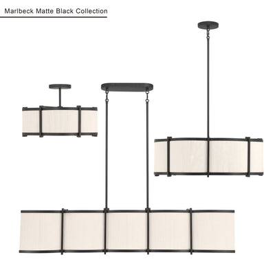 12'' Marlbeck Matte BlackOff White 3 Light Semi-Flush Mount