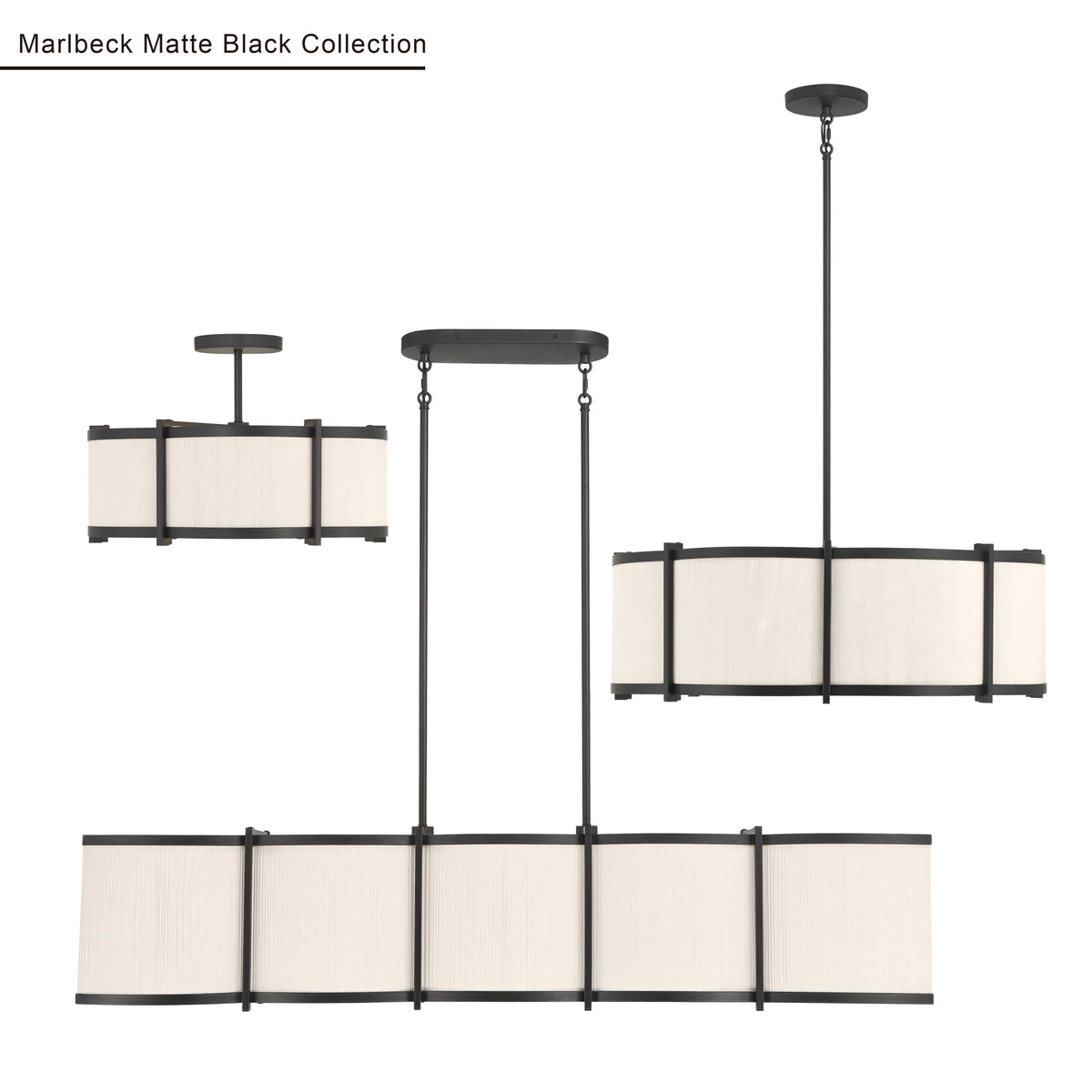 9'' Marlbeck Matte Black 4 Light Pendant