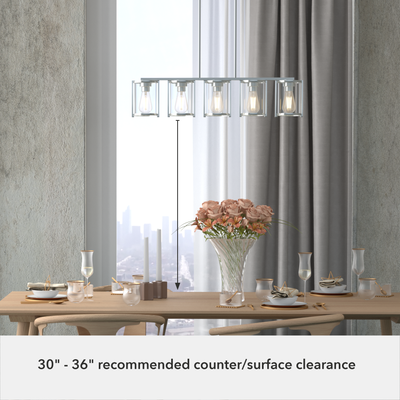 Astwood 39-inch 5-light Brushed Nickel Linear Chandelier with Clear Glass
